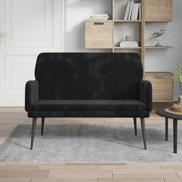 Sofa Samt Schwarz 108 x 79 x 79 cm 2-Sitzer mit Armlehnen