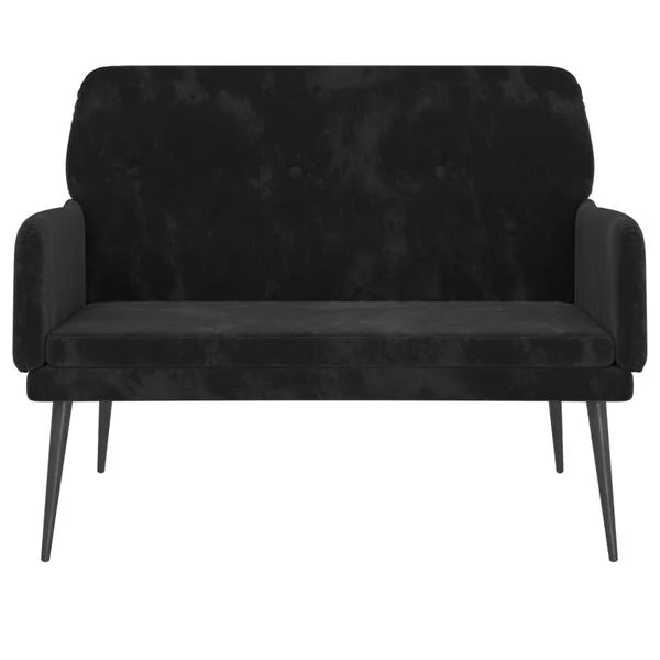 Sofa Samt Schwarz 108 x 79 x 79 cm 2-Sitzer mit Armlehnen