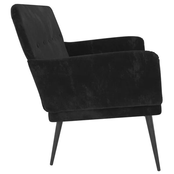 Sofa Samt Schwarz 108 x 79 x 79 cm 2-Sitzer mit Armlehnen