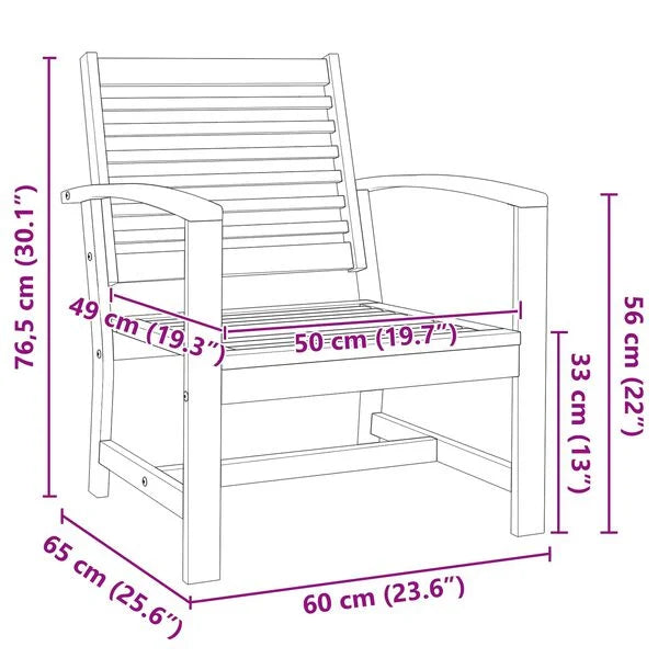 2er Set Gartenstühle Teak Massivholz Braun 65 x 60 x 76,5 cm