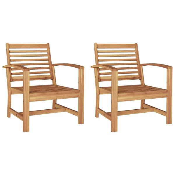 2er Set Gartenstühle Teak Massivholz Braun 65 x 60 x 76,5 cm