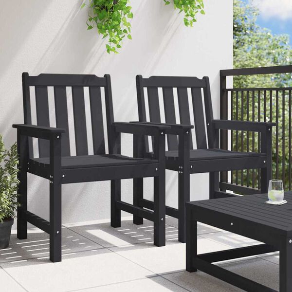 2er Set Gartenstühle Schwarz mit Armlehnen 65,5 x 59 x 88 cm