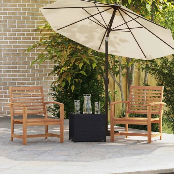 2er Set Gartenstühle Teak Massivholz Braun 65 x 60 x 76,5 cm