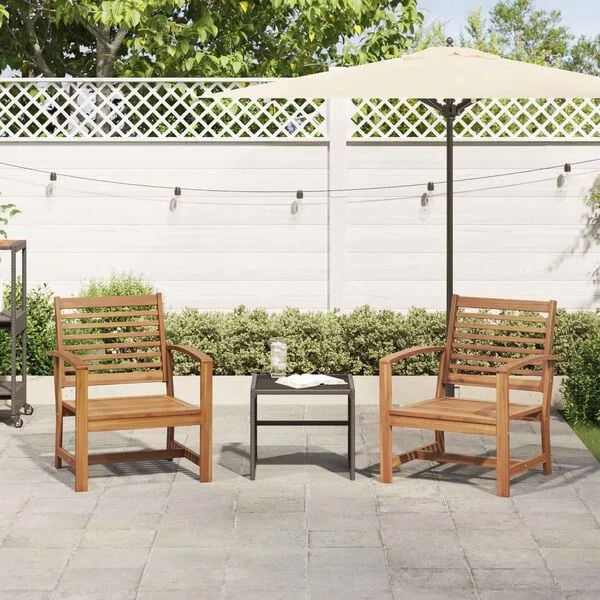 2er Set Gartenstühle Teak Massivholz Braun 65 x 60 x 76,5 cm