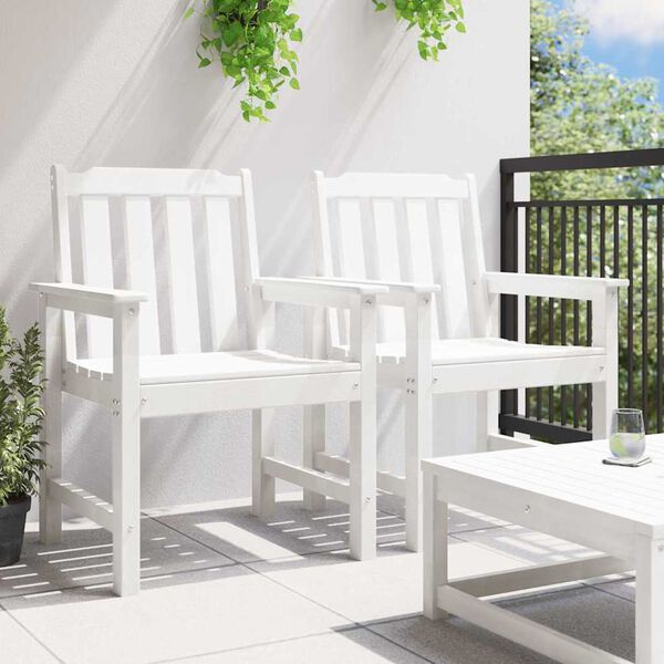 2er Set Gartenstühle Weiß mit Armlehnen 65,5 x 59 x 88 cm