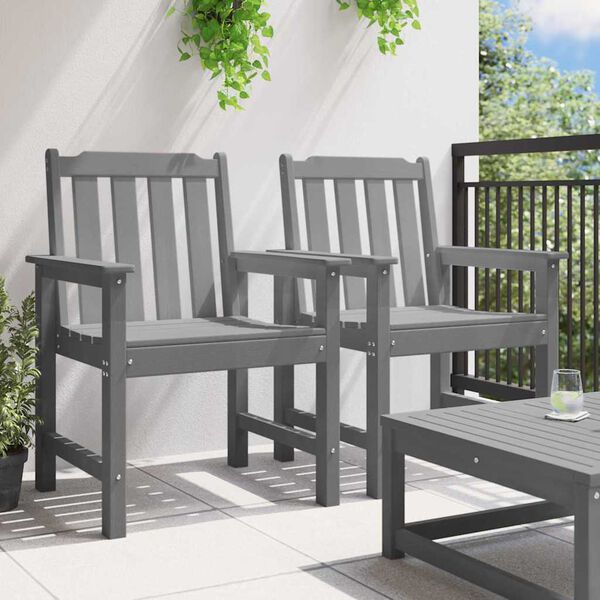 2er Set Gartenstühle Hellgrau mit Armlehnen 65,5 x 59 x 88 cm