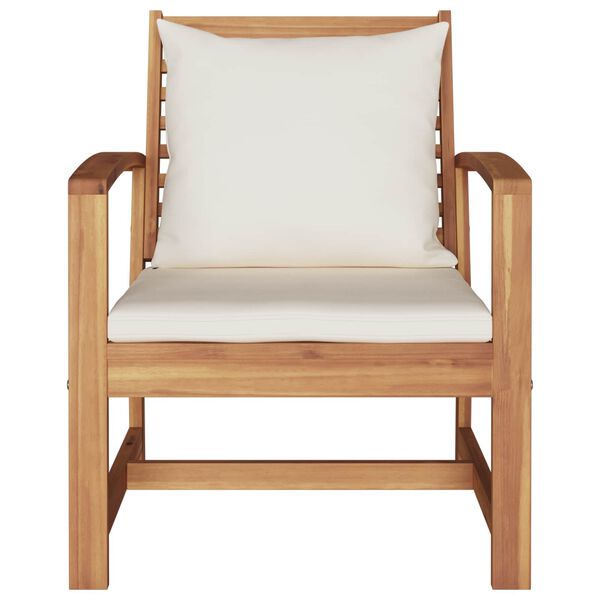 2er Set Gartenstühle Teak Massivholz Braun und Creme 65 x 60 x 76,5 cm