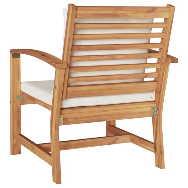 2er Set Gartenstühle Teak Massivholz Braun und Creme 65 x 60 x 76,5 cm