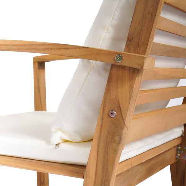 2er Set Gartenstühle Teak Massivholz Braun und Creme 65 x 60 x 76,5 cm