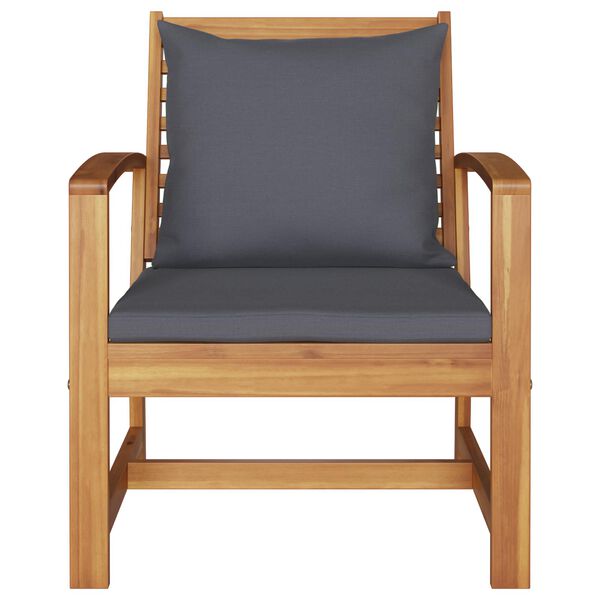 2er Set Gartenstühle Teak Massivholz Braun und Dunkelgrau 65 x 60 x 76,5 cm