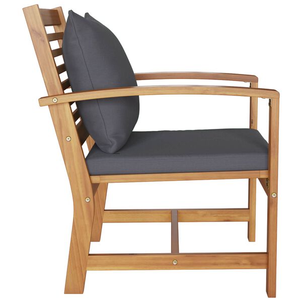 2er Set Gartenstühle Teak Massivholz Braun und Dunkelgrau 65 x 60 x 76,5 cm
