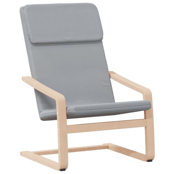 Relaxsessel mit Fußhocker Hellgrau Stoff Birkenholz