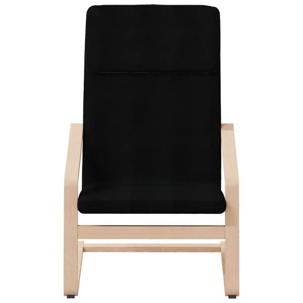 Relaxsessel mit Fußhocker Schwarz Stoff Birkenholz