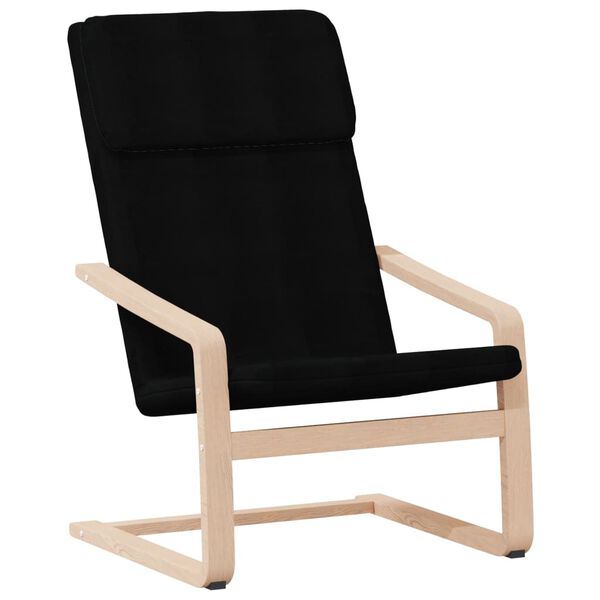 Relaxsessel mit Fußhocker Schwarz Stoff Birkenholz
