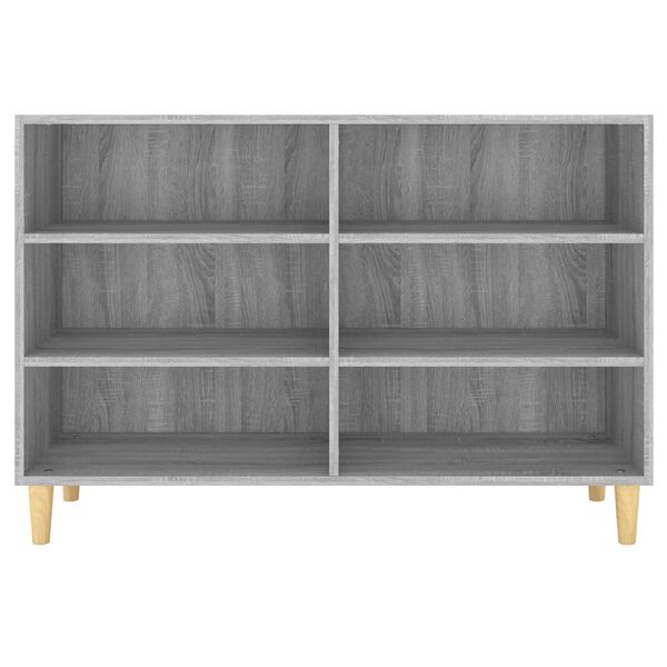 Sideboard aus Massivholz Grau Sonoma Modern mit 6 Fächern 103,5 × 35 × 70 cm