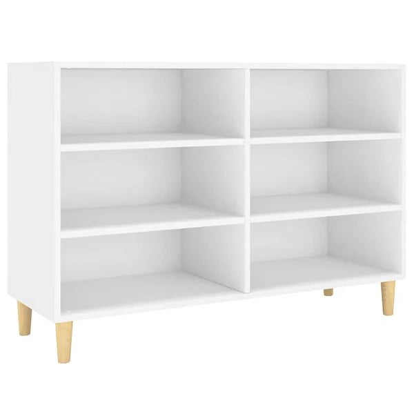 Sideboard aus Massivholz Weiß Modern mit 6 Fächern 103,5 × 35 × 70 cm