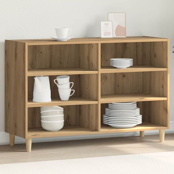 Sideboard aus Massivholz Artisan-Eiche Modern mit 6 Fächern 103,5 × 35 × 70 cm