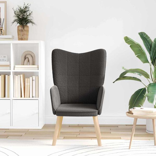 Relaxsessel Dunkelgrau aus Sherpa-Stoff 62x67x95,5 cm Modern Sessel