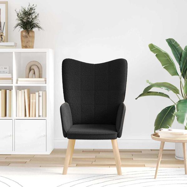 Relaxsessel Schwarz aus Sherpa-Stoff 62x67x95,5 cm Modern Sessel