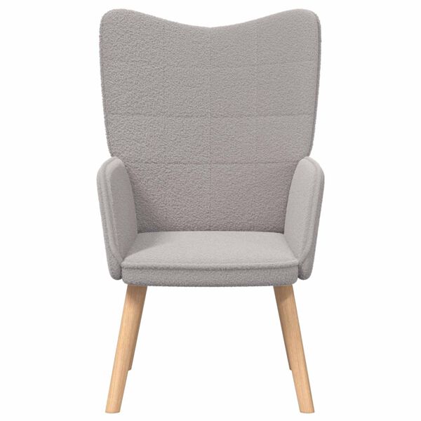 Relaxsessel Hellgrau aus Sherpa-Stoff 62x67x95,5 cm Modern Sessel