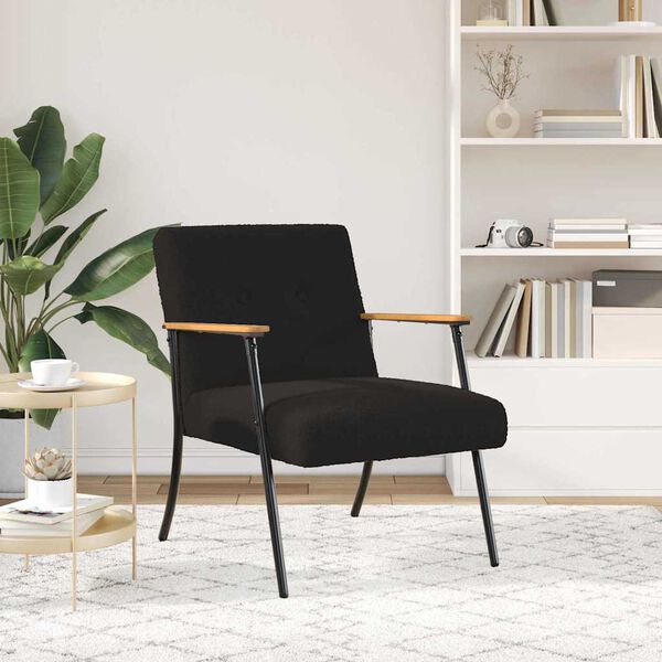 Loungesessel Schwarz 59x75x78 cm aus Wollähnlicher Stoff Modern