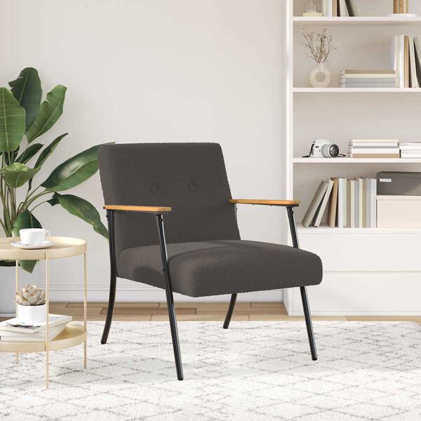 Loungesessel Dunkelgrau 59x75x78 cm aus Wollähnlicher Stoff Modern