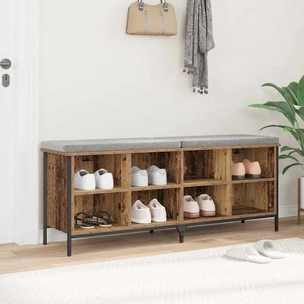 Schuhschrank Altholz Braun 131x35x50 cm Industrial Design