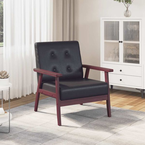 Sessel Schwarz Stoff 64,5x67x73,5 cm mit Kunstlederbezug Modern
