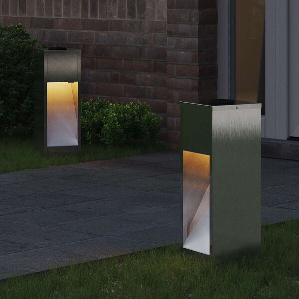 2er Set Solar LED Wegeleuchten Silber aus Stahl 18 x 18 x 50 cm