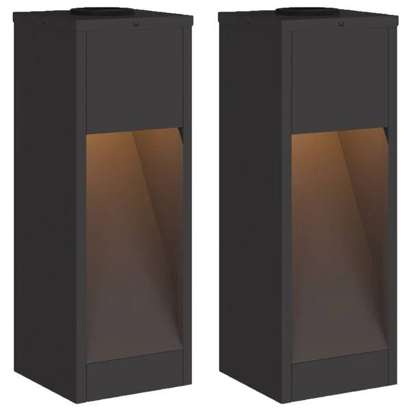 2er Set Solar LED Wegeleuchten Schwarz aus Stahl 18 x 18 x 50 cm