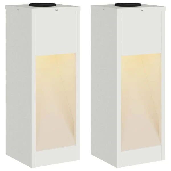 2er Set Solar LED Wegeleuchten Weiß aus Stahl 18 x 18 x 50 cm