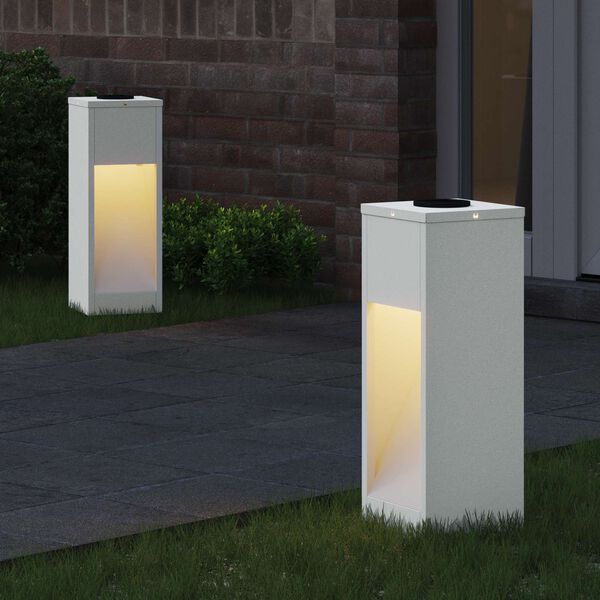 2er Set Solar LED Wegeleuchten Weiß aus Stahl 18 x 18 x 50 cm