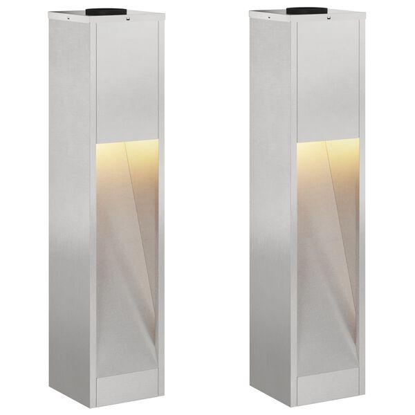 2er Set Solar LED Wegeleuchten Silber aus Stahl 18 x 18 x 80 cm