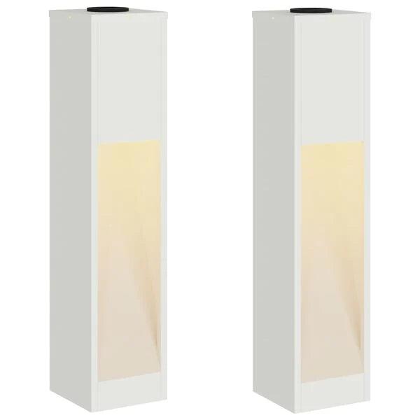 2er Set Solar LED Wegeleuchten Weiß aus Stahl 18 x 18 x 80 cm