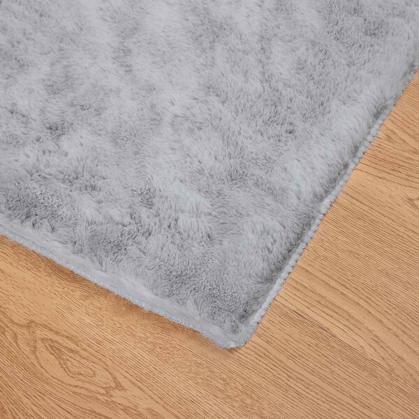 Kunstfell Teppich Grau 120 x 120 cm Rutschfest Weich