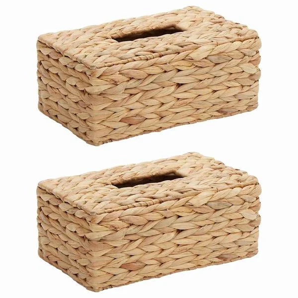 2er Set Taschentuchbox Cover Wasserhyazinthe Natur Dekobox Rechteckig