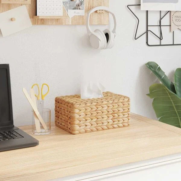 2er Set Taschentuchbox Cover Wasserhyazinthe Natur Dekobox Rechteckig