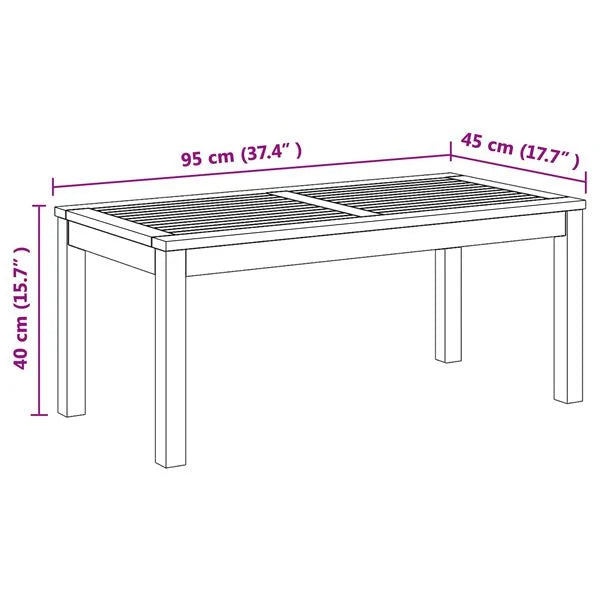 Gartentisch Teak Massivholz Braun 95 x 45 x 40 cm