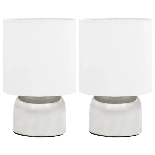 2er Set Tischleuchten Weiß/Silber Touch-Sensor E14 Nachttischlampen 25 cm