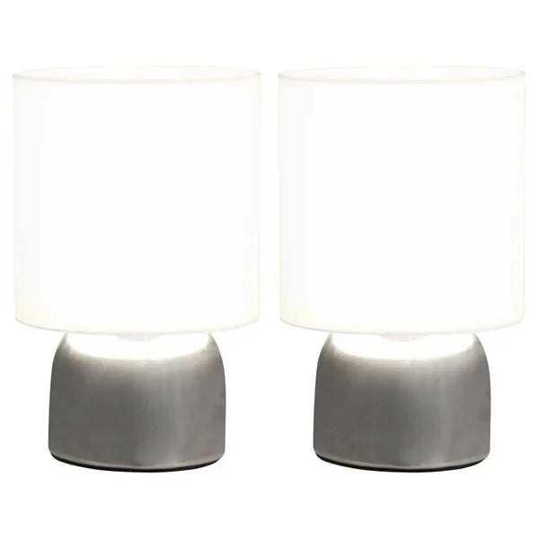 2er Set Tischleuchten Weiß/Silber Touch-Sensor E14 Nachttischlampen 25 cm