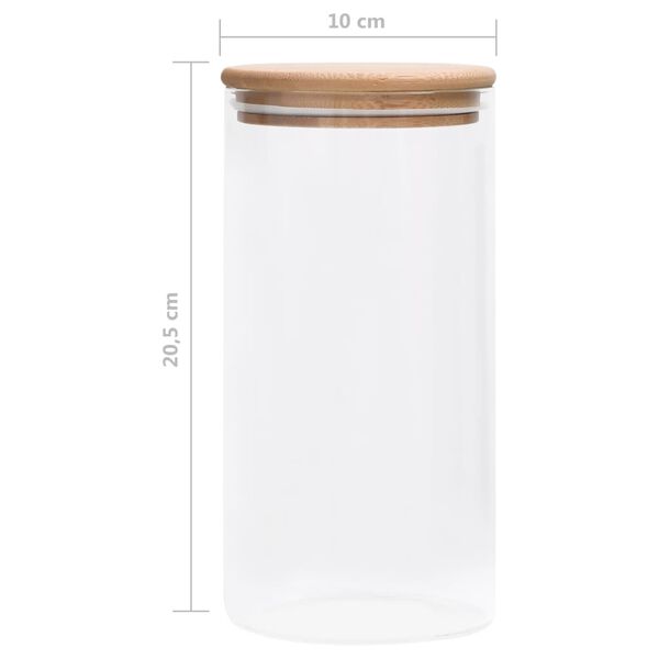 4er Set Vorratsgläser 1200 ml mit Bambusdeckel Glas Aufbewahrungsgläser
