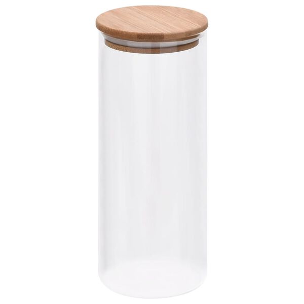 6er Set Vorratsgläser 1000 ml mit Bambusdeckel Glas Aufbewahrungsgläser