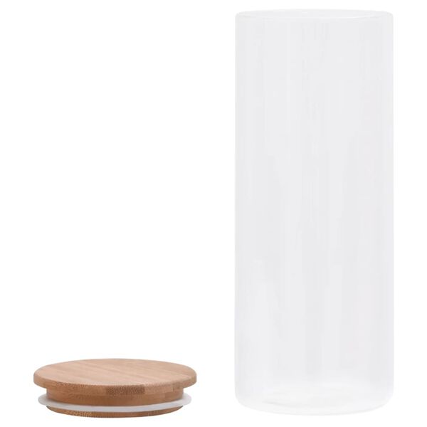 6er Set Vorratsgläser 1000 ml mit Bambusdeckel Glas Aufbewahrungsgläser