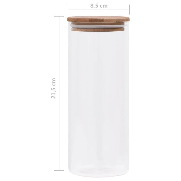6er Set Vorratsgläser 1000 ml mit Bambusdeckel Glas Aufbewahrungsgläser