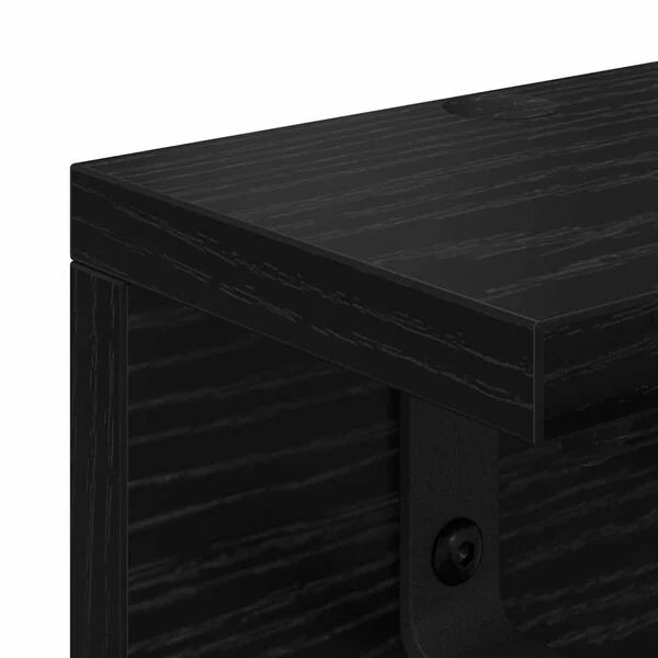 Wandregal aus Holzwerkstoff Schwarz mit Haken 60 x 10,5 x 10,5 cm