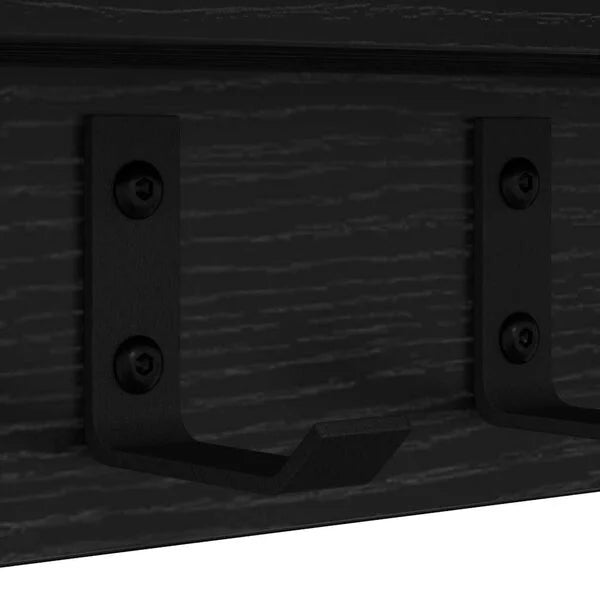 Wandregal aus Holzwerkstoff Schwarz mit Haken 60 x 10,5 x 10,5 cm