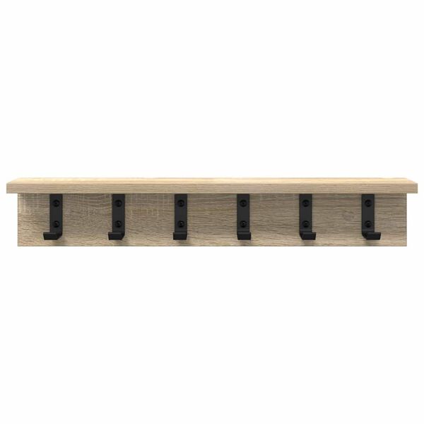 Wandregal aus Holzwerkstoff Sonoma Eiche mit Haken 60 x 10,5 x 10,5 cm