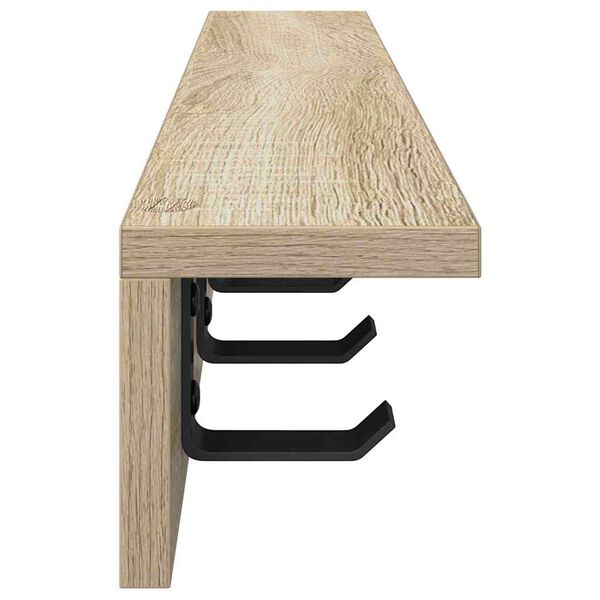 Wandregal aus Holzwerkstoff Sonoma Eiche mit Haken 60 x 10,5 x 10,5 cm
