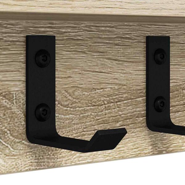Wandregal aus Holzwerkstoff Sonoma Eiche mit Haken 60 x 10,5 x 10,5 cm
