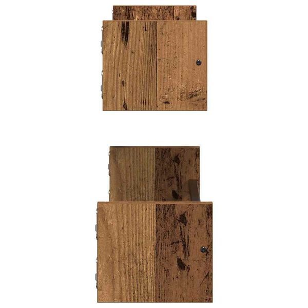 Wandregal 2er Set Altholz 60x16x14 cm Modern Metall Holzwerkstoff